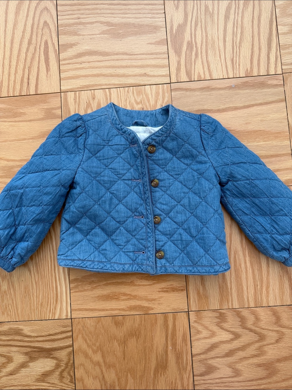 NWOT Denim Quilted Blue Kids Jacket - Classic Button Front